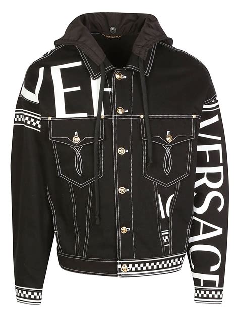 black denim versace jacket|More.